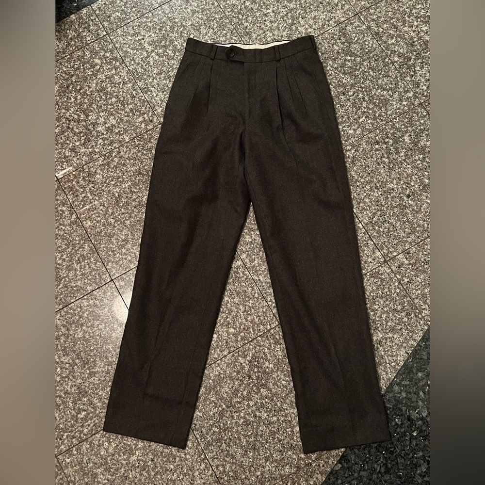 Chocolate brown 100% wool pleated pants